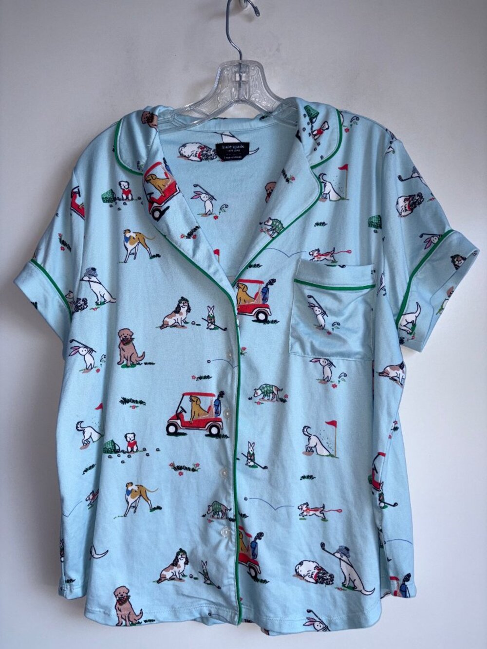 Kate Spade Pajama Shirt Size Large Dog Golf